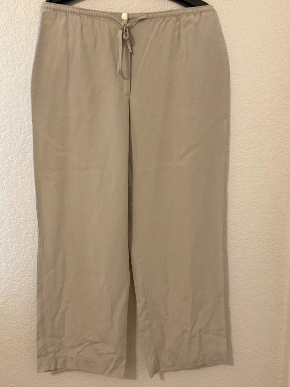 Liz Claiborne Liz Sport Tencel Lyocell Pull-On Pants Tan Size 12 Wide Leg